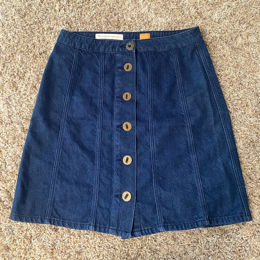 Mid length denim skirt